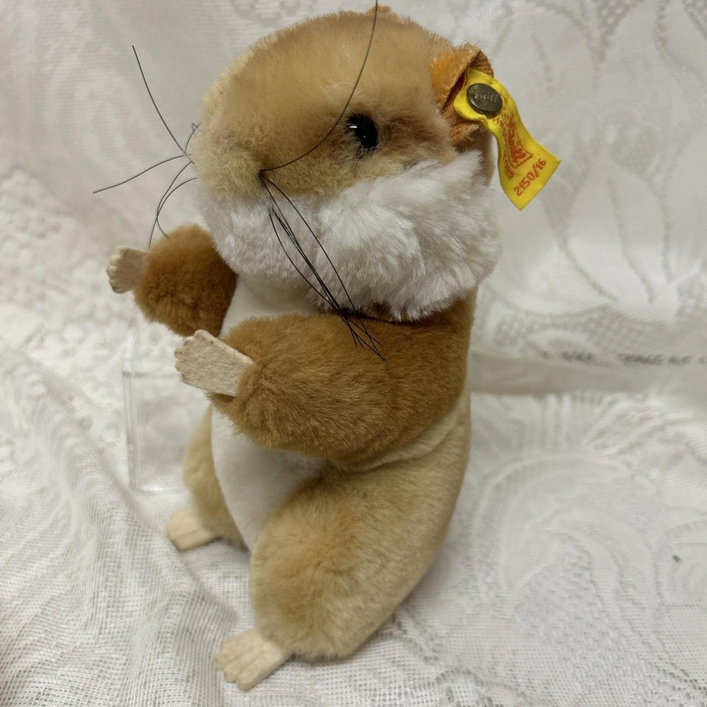 Steiff Plush‎ Goldy Hamster 16cm 6.5in 1980s ID Button Tag Vintage